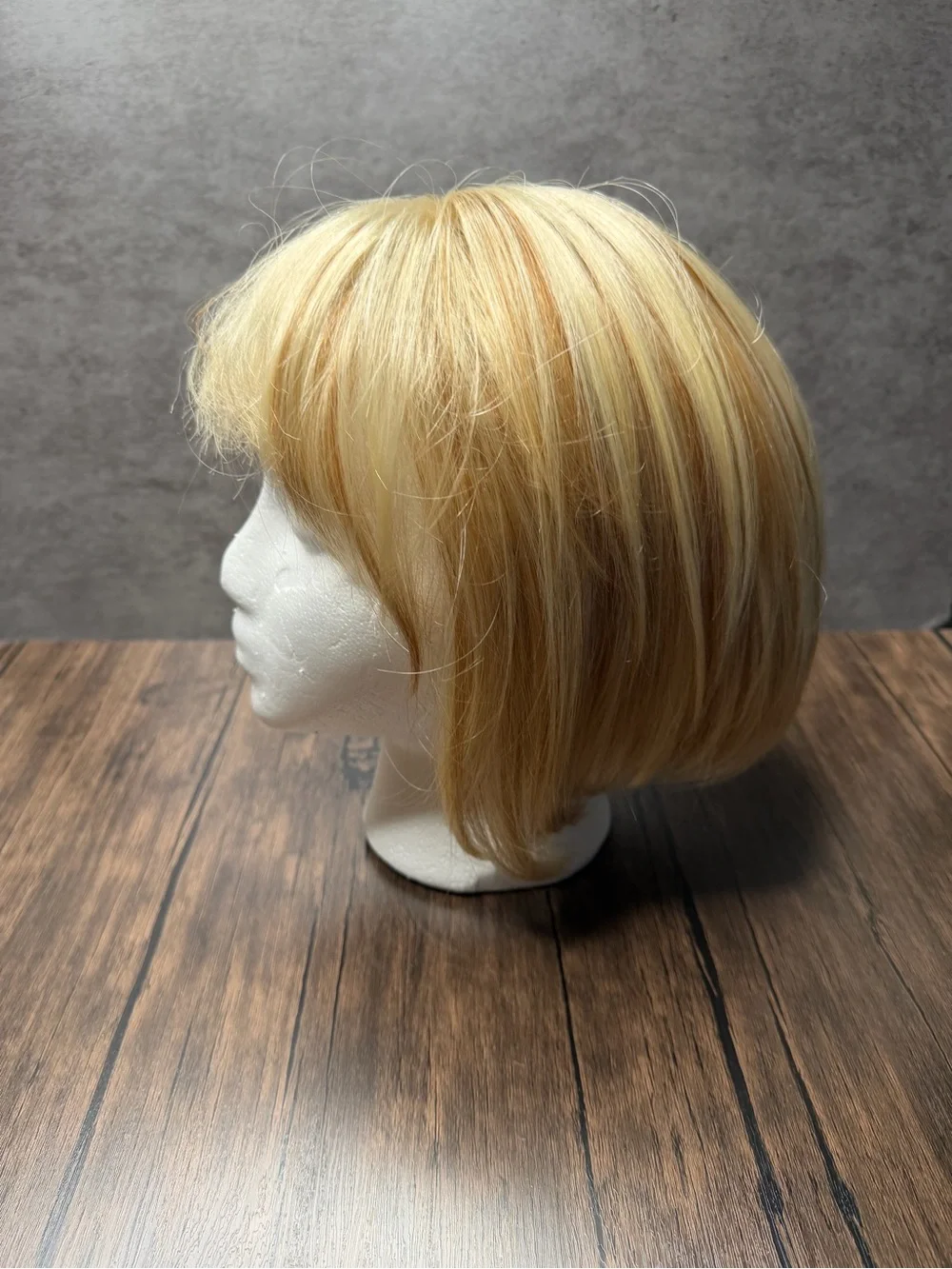 Natural Blonde Short Bob Wig with Soft Bangs
